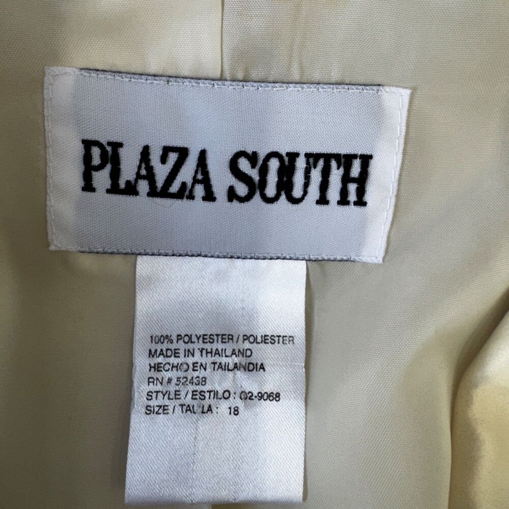 Plaza South Cream White Satin Shawl Collar Blazer Jacket Vintage Size 18 - Picture 8 of 13